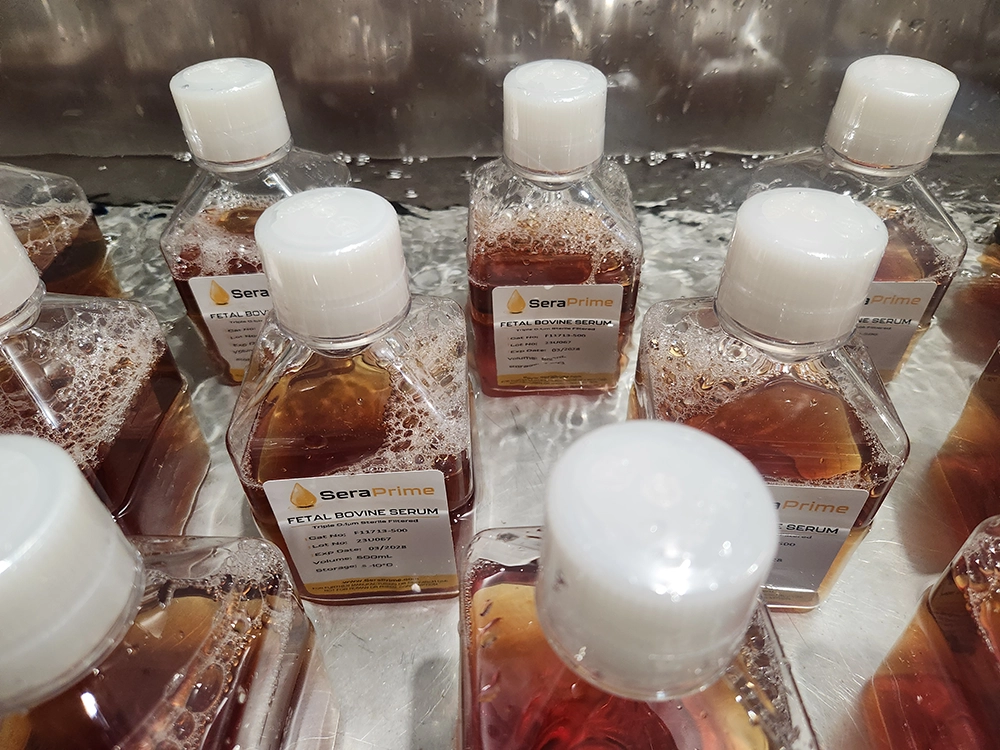 serum bottles in lab